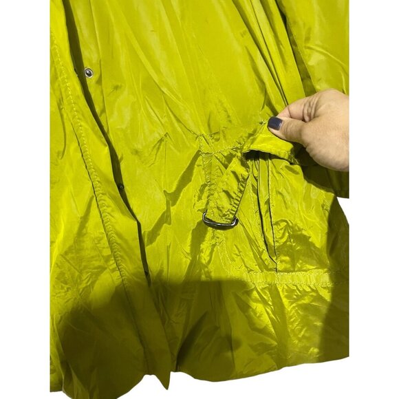 Lightweight Lime Green Hooded Rain Jacket By Saltaire With Adjustable Drawstring - Picture 6 of 7